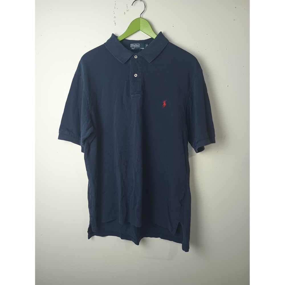 Polo Ralph Lauren Mens Navy Blue Short Sleeve Pique Polo Shirt LT Tall Red Pony